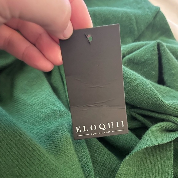 Eloquii Green Funnel Neck Tie Waist Maxi Sweater Dress Size 26/28 NWT - Picture 7 of 7